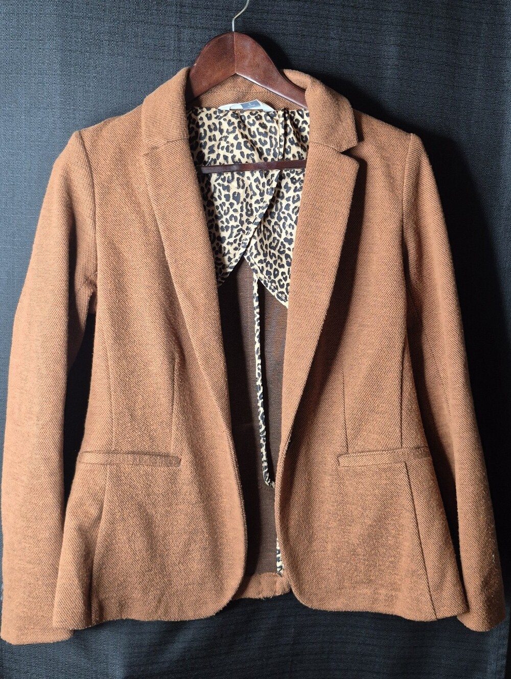 Old Navy Rust Brown Blazer with Leopard Print Lining